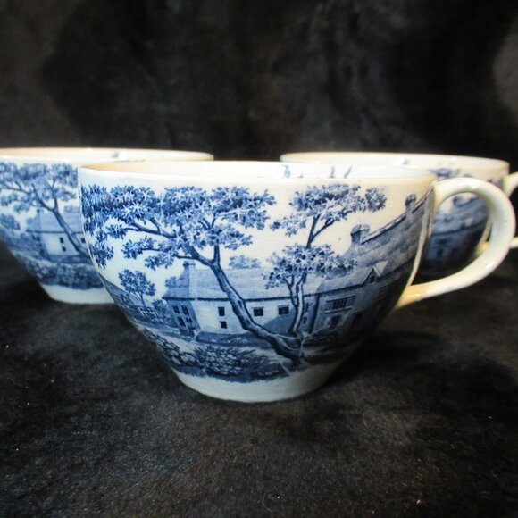 Vintage Holmar English Village Japan Teacup Coffee Set of 3 (* 1 Flawed) - Picture 2 of 7